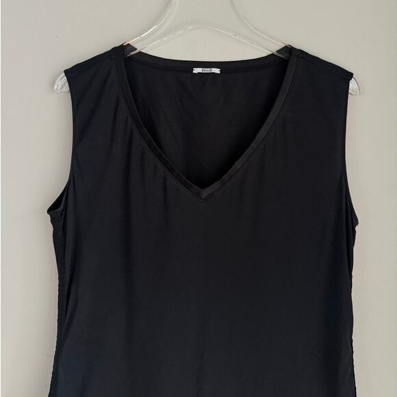 Wolford Ontario Tank Top Size Large 59244 V-neck Black Satin Trim Minimalist - Picture 5 of 5